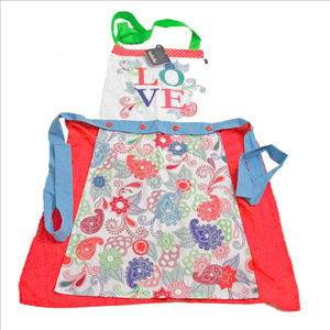 NWT Indie Love Paisley Print Apron 100% AZO Free
